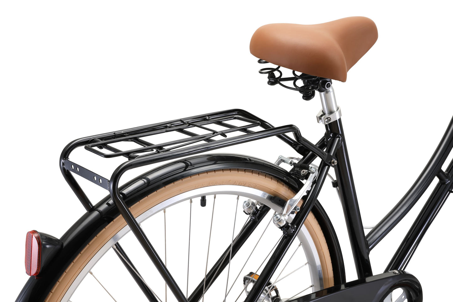Ladies Deluxe Vintage Bike in Black featuring rear pannier rack from Reid Cycles Australia