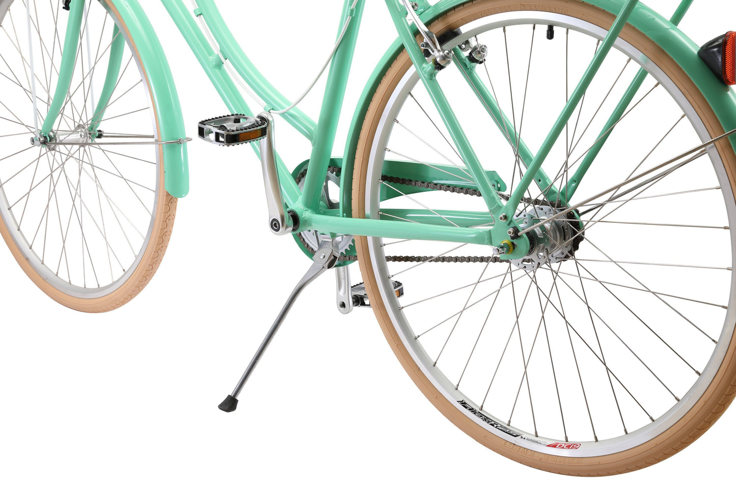 Ladies Deluxe Vintage Bike in Mint Green featuring alloy kickstand from Reid Cycles Australia
