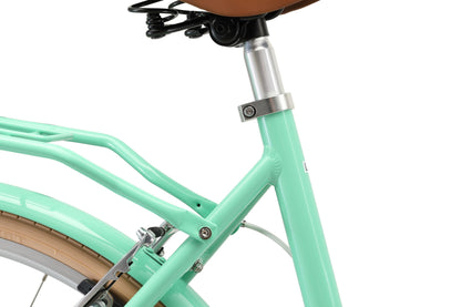 Ladies Deluxe Vintage Bike in Mint Green showing alloy seatpost from Reid Cycles