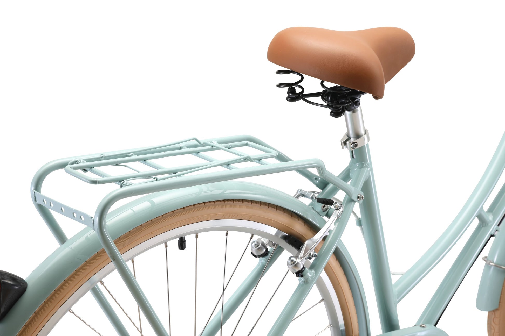 Ladies Deluxe Vintage Bike in Sage showing rear pannier rack from Reid Cycles Australia