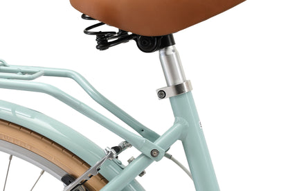 Ladies Deluxe Vintage Bike in Sage showing adjustable seatpost from Reid Cycles Australia