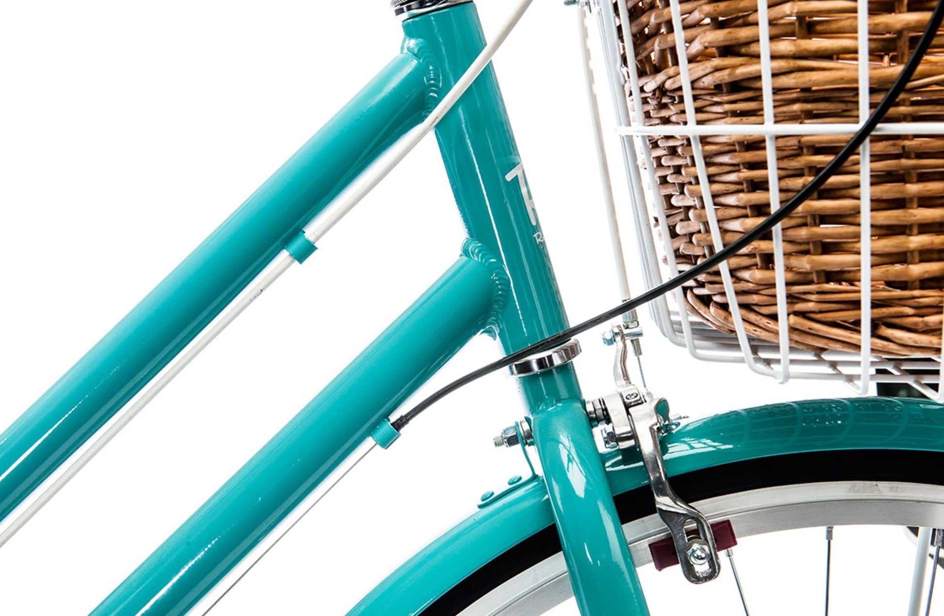 Ladies Lite Vintage Bike in Aqua showing  front Dual-Pivot Caliper Brake from Reid Cycles Australia