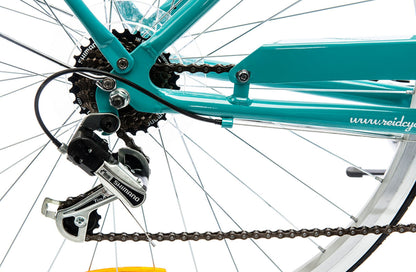 Ladies Lite Vintage Bike in Aqua showing Shimano 7-speed rear derailleur from Reid Cycles Australia