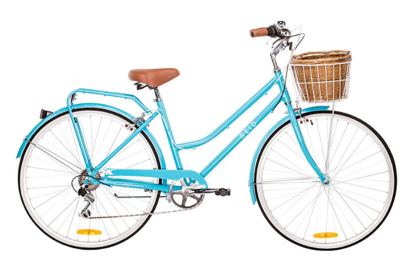 Ladies Lite Vintage Bike in baby blue with 7-speed Shimano gearing from Reid Cycles Australia