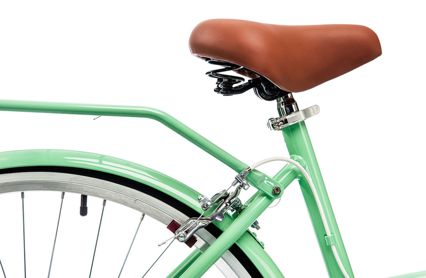 Ladies Lite Vintage Bike in Mint Green showing rear Dual-Pivot Caliper Brake from Reid Cycles Australia