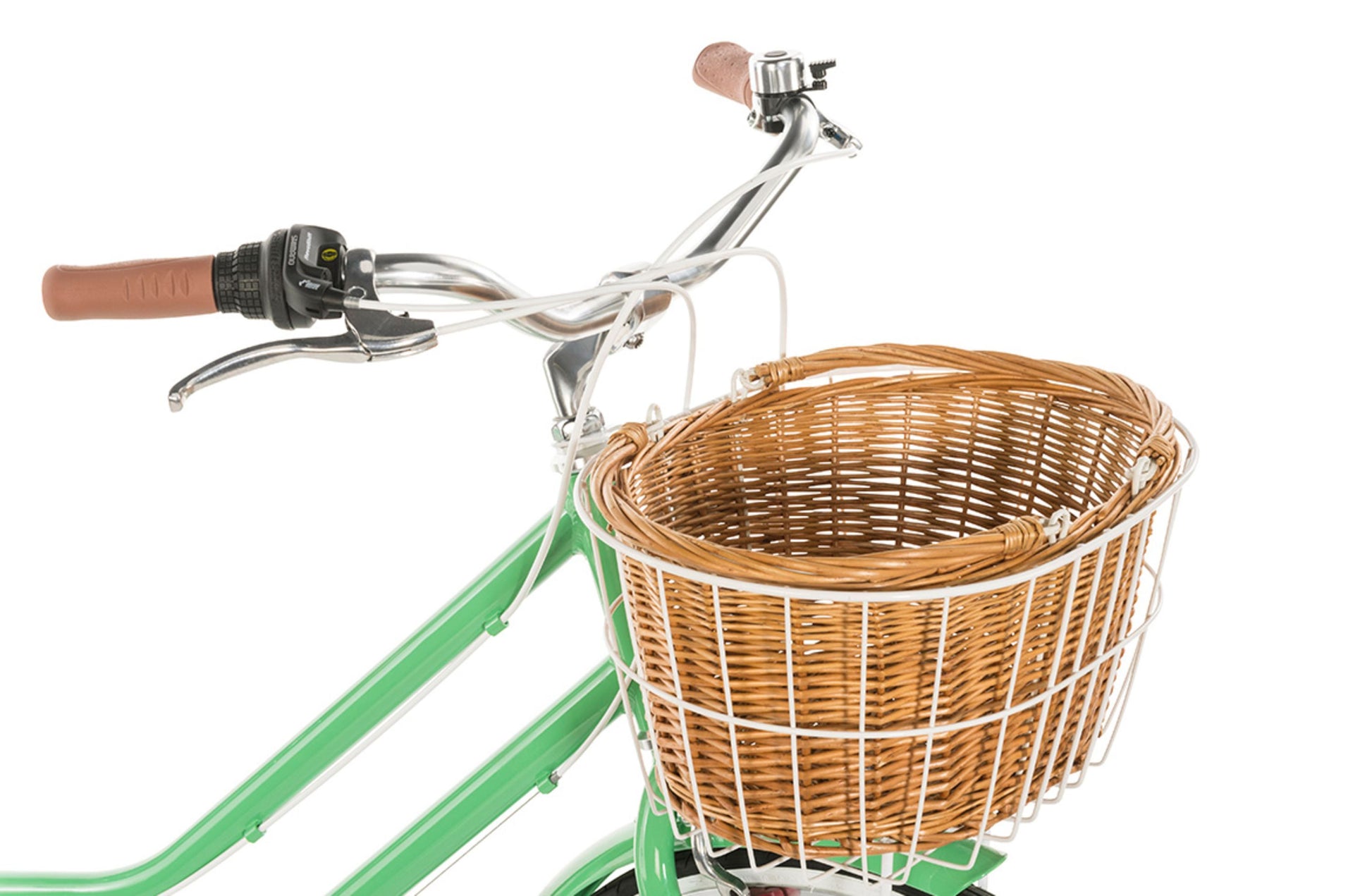 Ladies Lite Vintage Bike in Mint Green showing front basket from Reid Cycles Australia