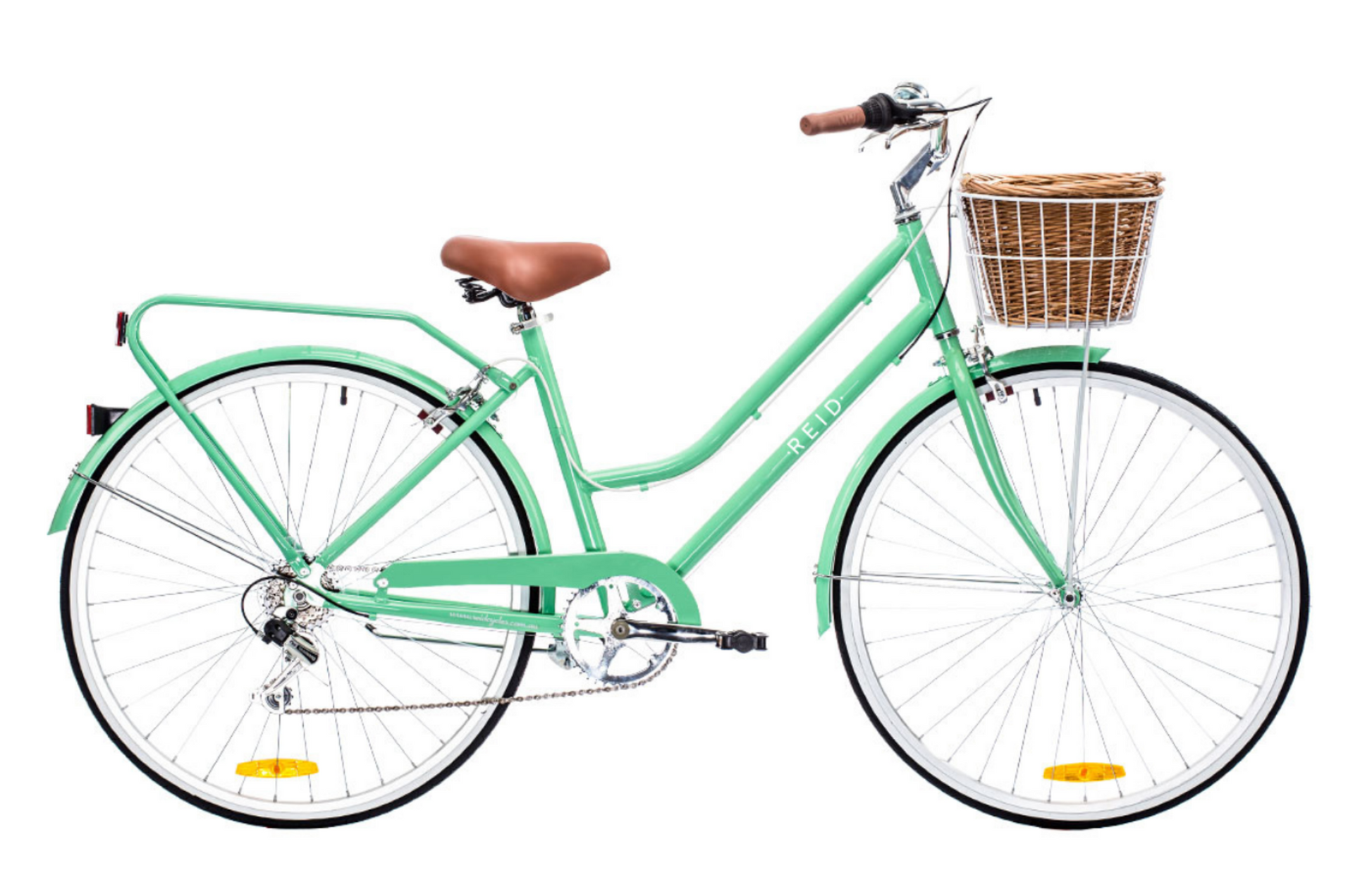 Ladies Lite Vintage Bike in Mint Green with 7-speed Shimano gearing from Reid Cycles Australia