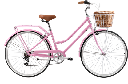 Ladies Lite Vintage Bike in Pink with 7-speed Shimano gearing from Reid Cycles Australia