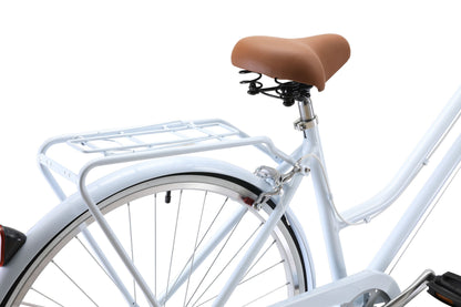 Ladies Lite Vintage Bike in white showing rear pannier rack from Reid Cycles Australia