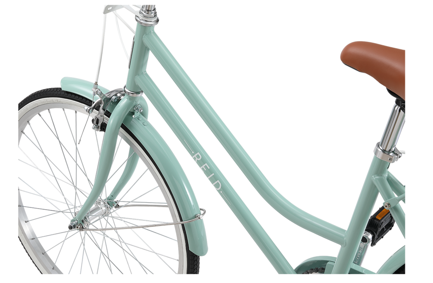 Petite Ladies Vintage Bike in Sage showing step through bike frame from Reid Cycles Australia