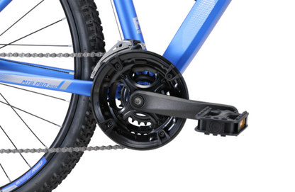 The MTB Pro 27.5" Disc Mountain Bike in Matte Blue showing drivetrain and MTB pedal from Reid Cycles Australia