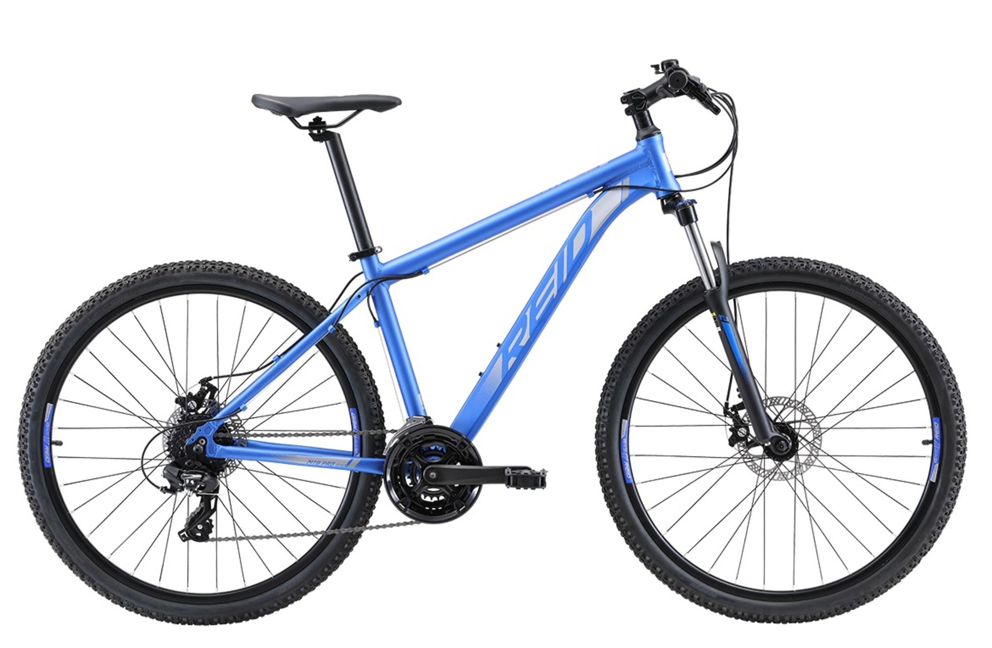 The MTB Pro 27.5" Disc Mountain Bike in Matte Blue with Shimano 8-speed gearing from Reid Cycles Australia