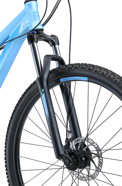 MTB Pro 27.5" Disc WSD Mountain Bike in light blue showing Zoom suspension fork from Reid Cycles Australia 