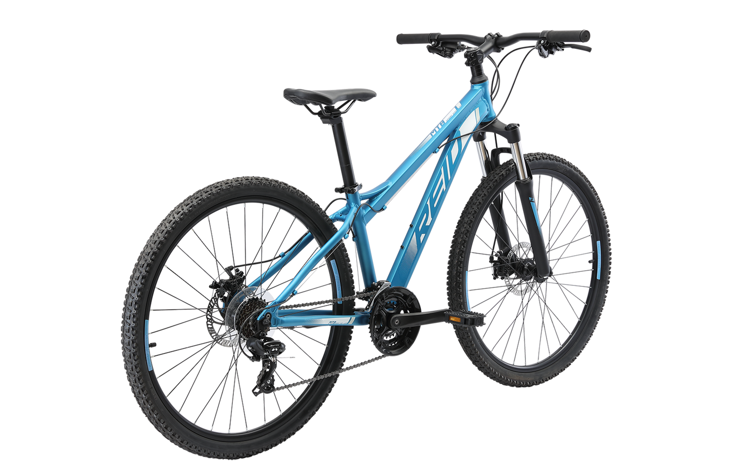 MTB Sport Disc WSD Mountain Bike in Aqua on rear angle from Reid Cycles Australia 