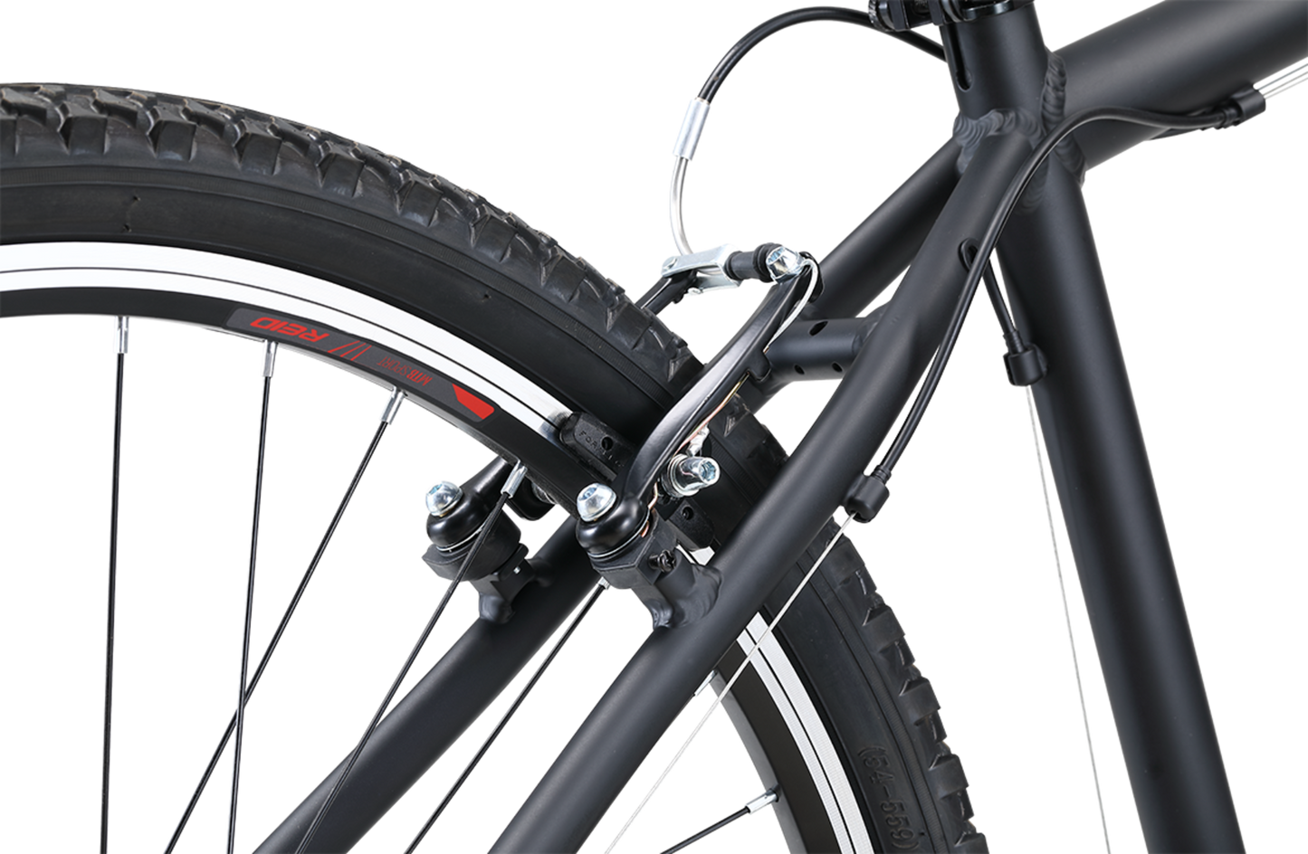 MTB Sport Mountain Bike in Black showing rear v-brakes from Reid Cycles Australia 