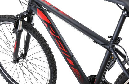 MTB Sport Mountain Bike in Black showing MTB bike frame geometry from Reid Cycles Australia