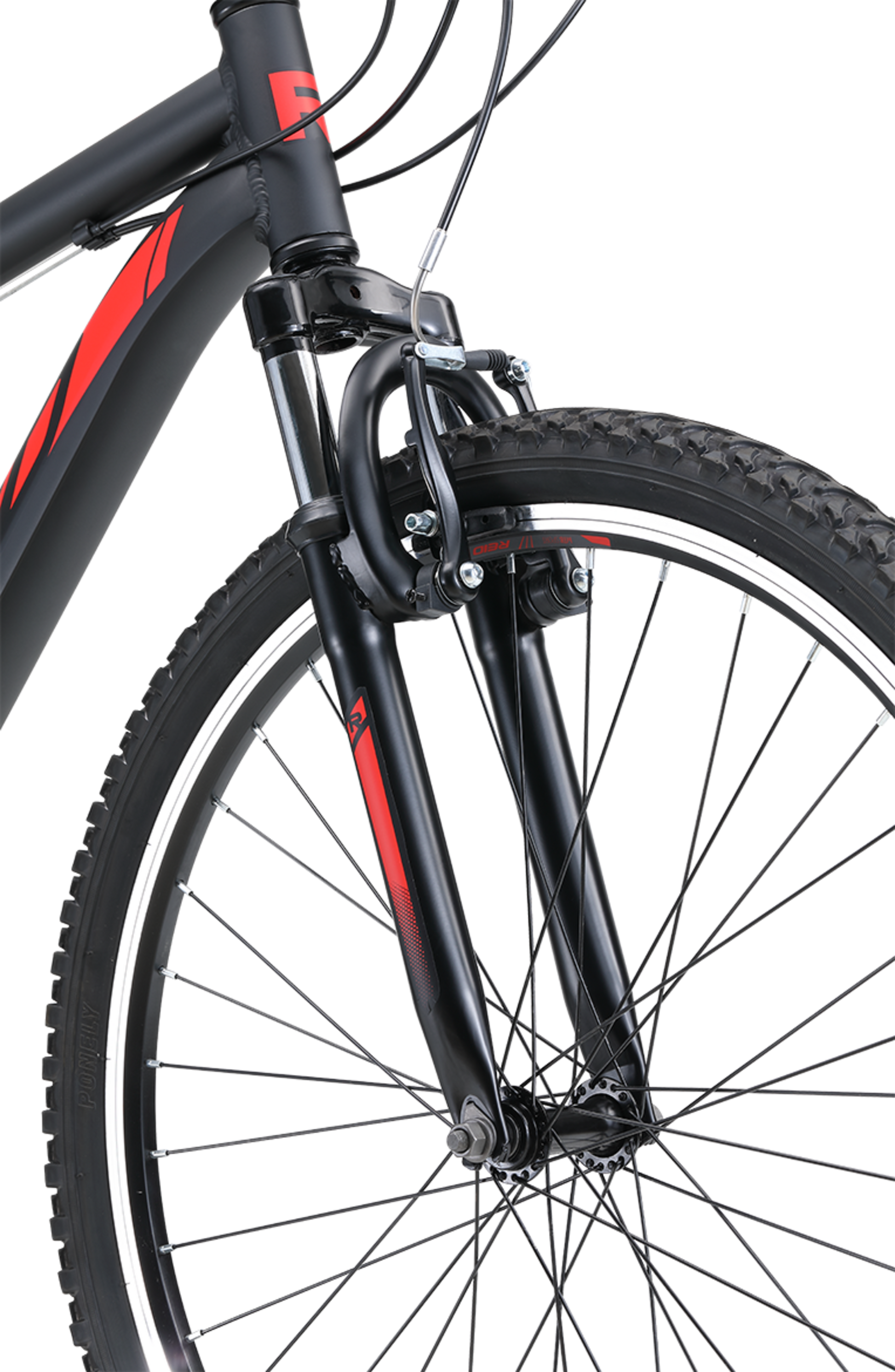 MTB Sport Mountain Bike in Black showing Zoom suspension fork from Reid Cycles Australia 