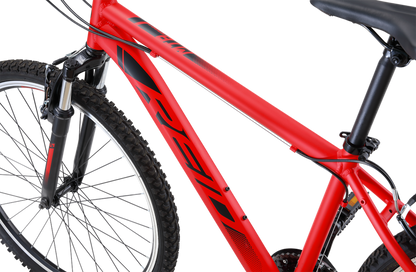 MTB Sport Mountain Bike in Red showing MTB bike frame geometry from Reid Cycles Australia