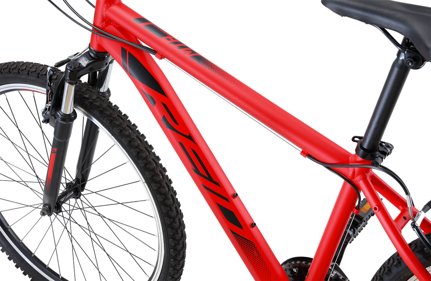 MTB Sport Mountain Bike in Red showing MTB bike frame geometry from Reid Cycles Australia