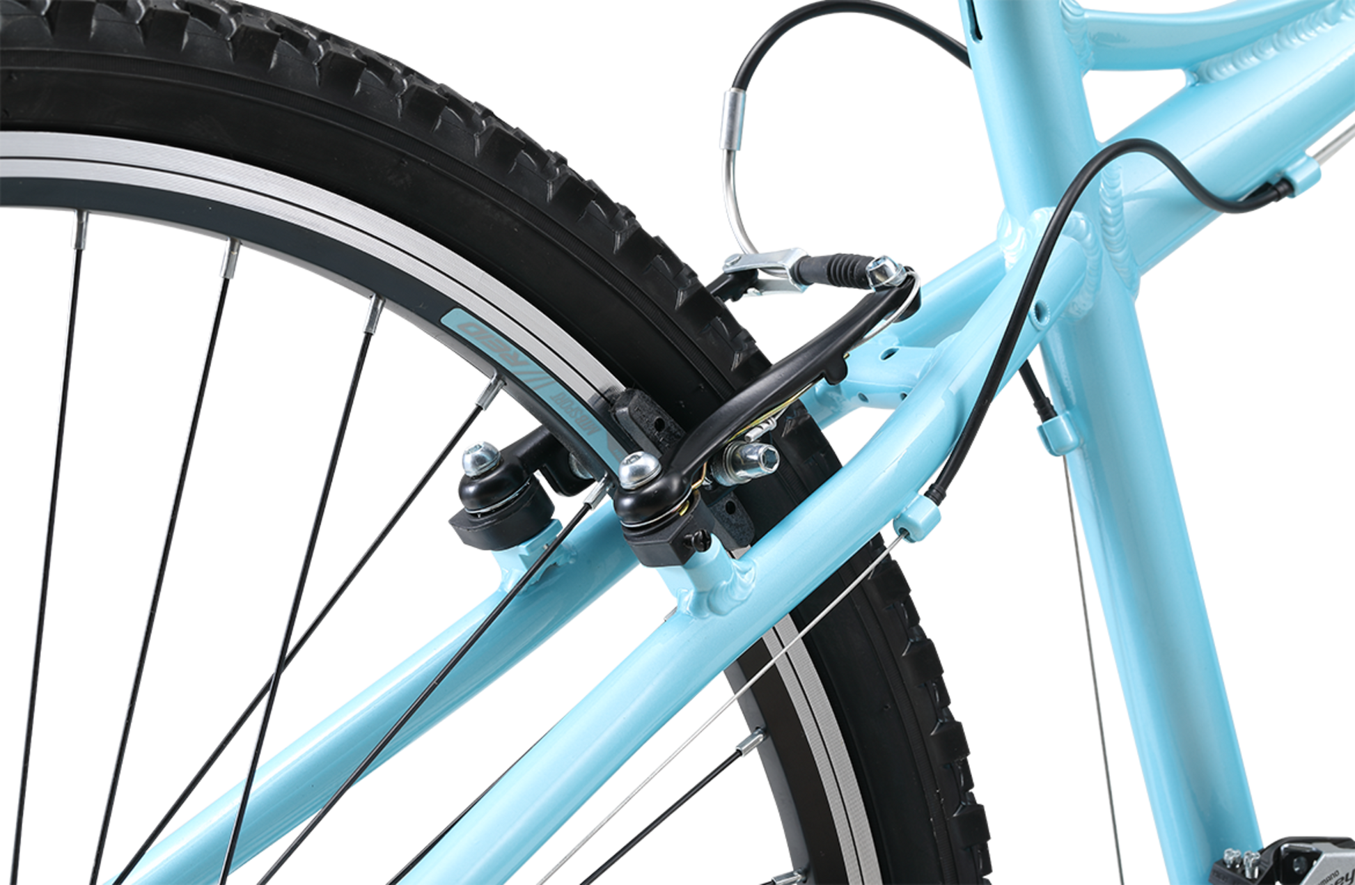 MTB Sport WSD Mountain Bike in Light Blue showing rear v-brakes from Reid Cycles Australia