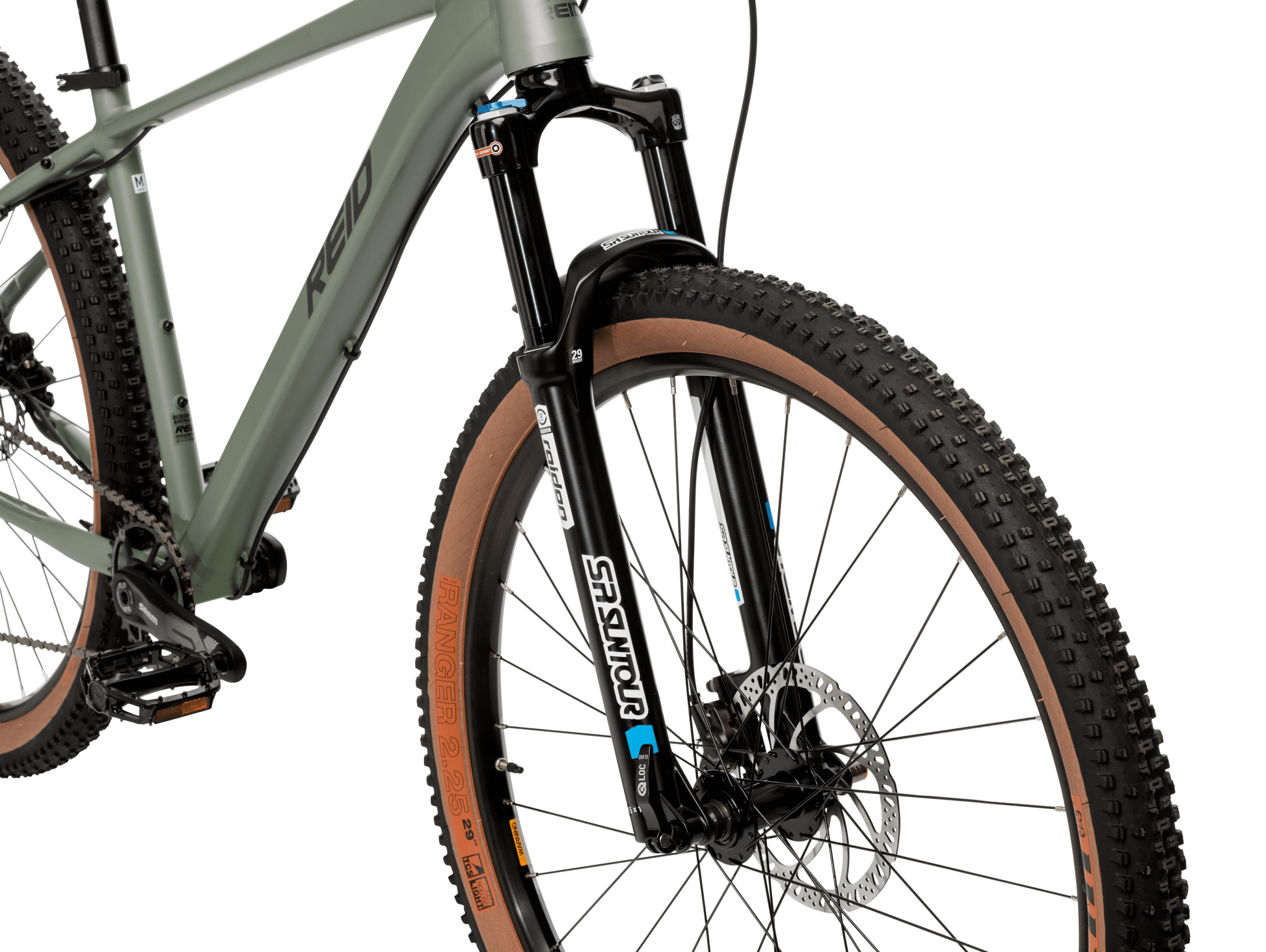 Neon Trail Mountain Bike in Green showing Suntour fork from Reid Cycles Australia 