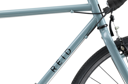 Original Gravel Bike in grey showing showing Reid logo on bike frame from Reid Cycles Australia 