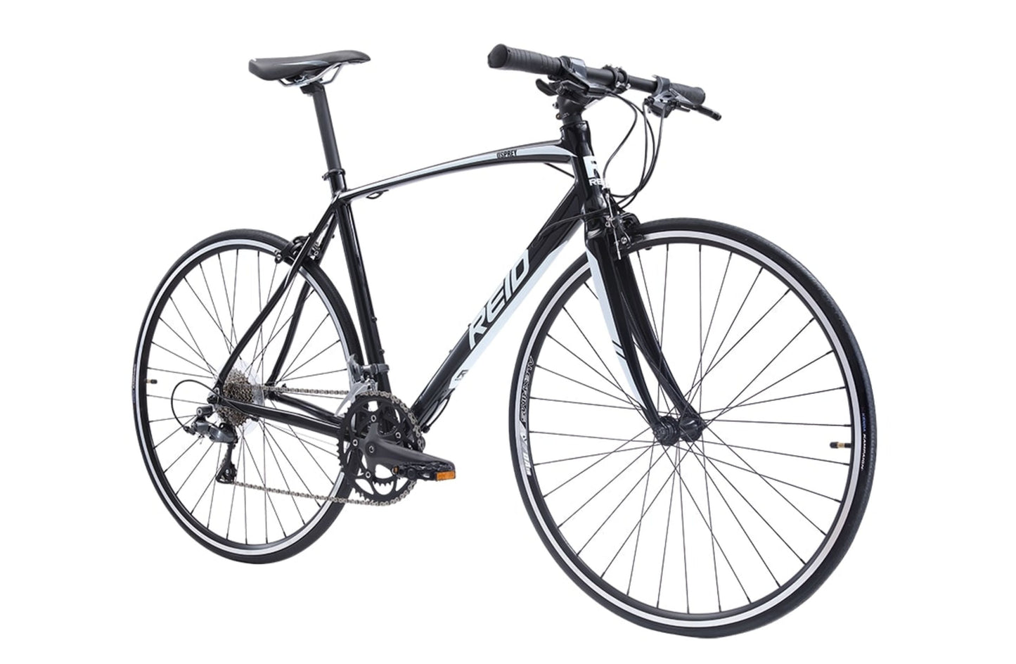 Osprey Flatbar Road Bike in Black on front angle from Reid Cycles Australia