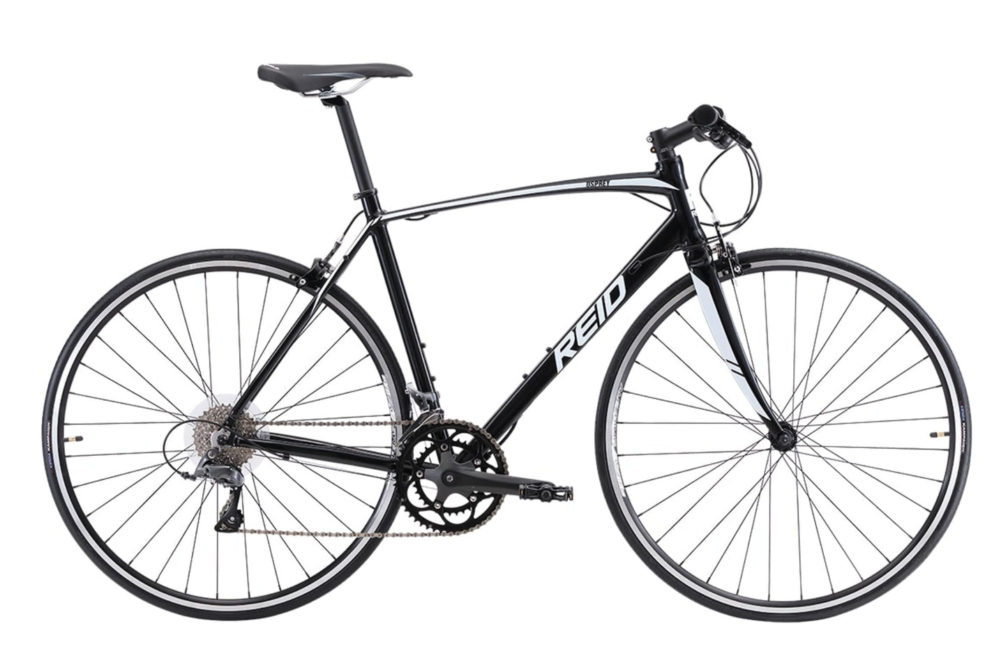 Osprey Flatbar Road Bike in Black with Shimano 8-speed gearing from Reid Cycles Australia