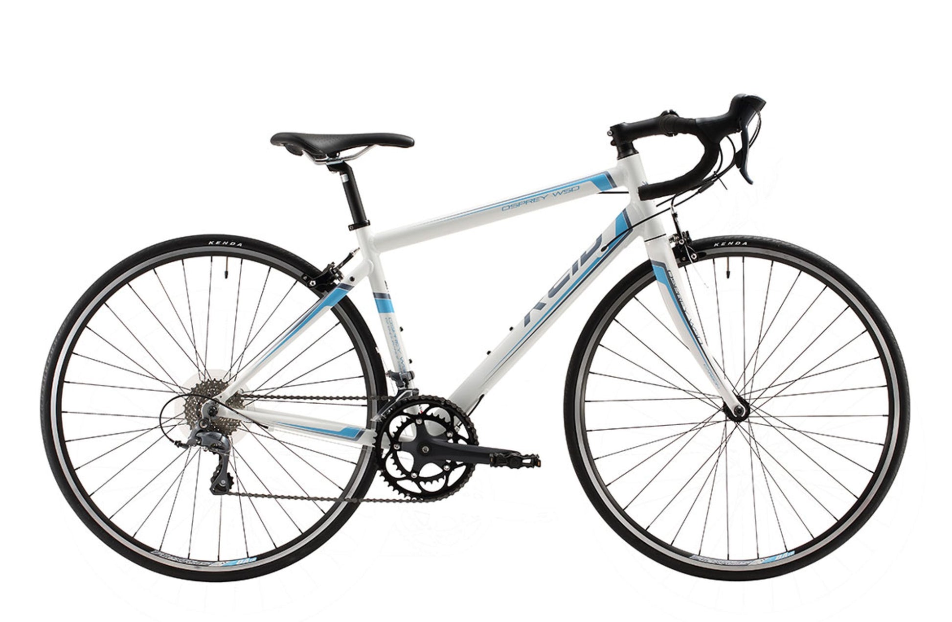 Osprey WSD women's Road Bike in white blue with Shimano 8-speed gearing from Reid Cycles Australia