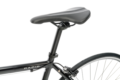 Rapid Flatbar Road Bike in Black  showing adjustable seatpost from Reid Cycles Australia