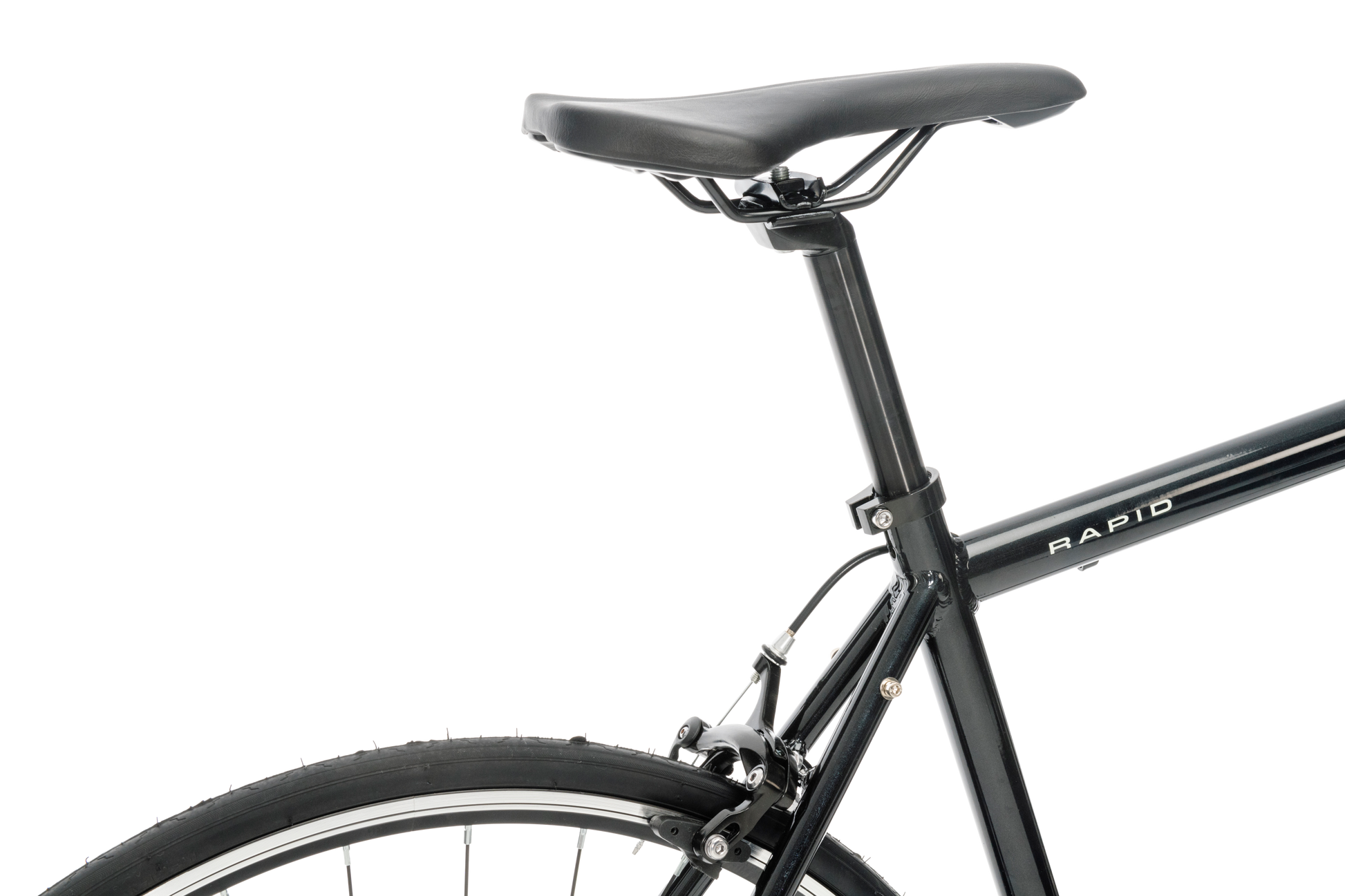 Rapid Flatbar Road Bike in Black showing race saddle from Reid Cycles Australia   
