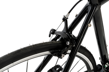 Rapid Dropbar Road Bike in black showing rear Tekro dual pivot caliper brakes from Reid Cycles Australia 