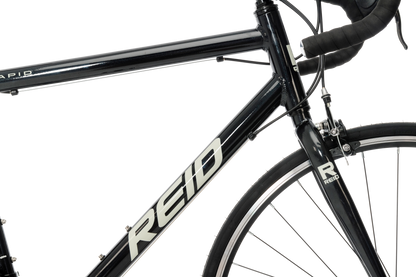 Rapid Dropbar Road Bike in black showing Reid logoon downtube from Reid Cycles Australia