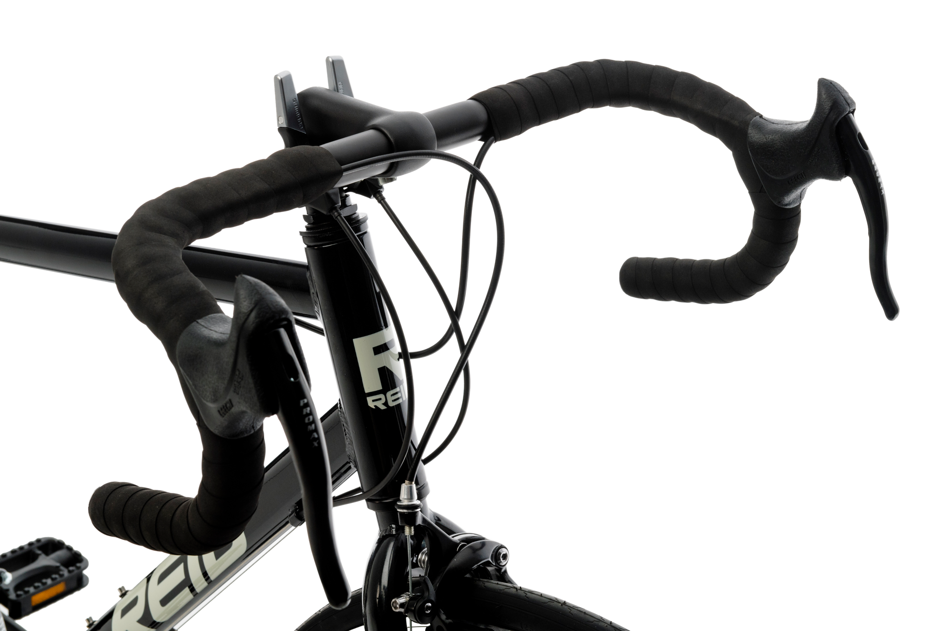 Rapid Dropbar Road Bike in black showing alloy race dropbar handlebars from Reid Cycles Australia