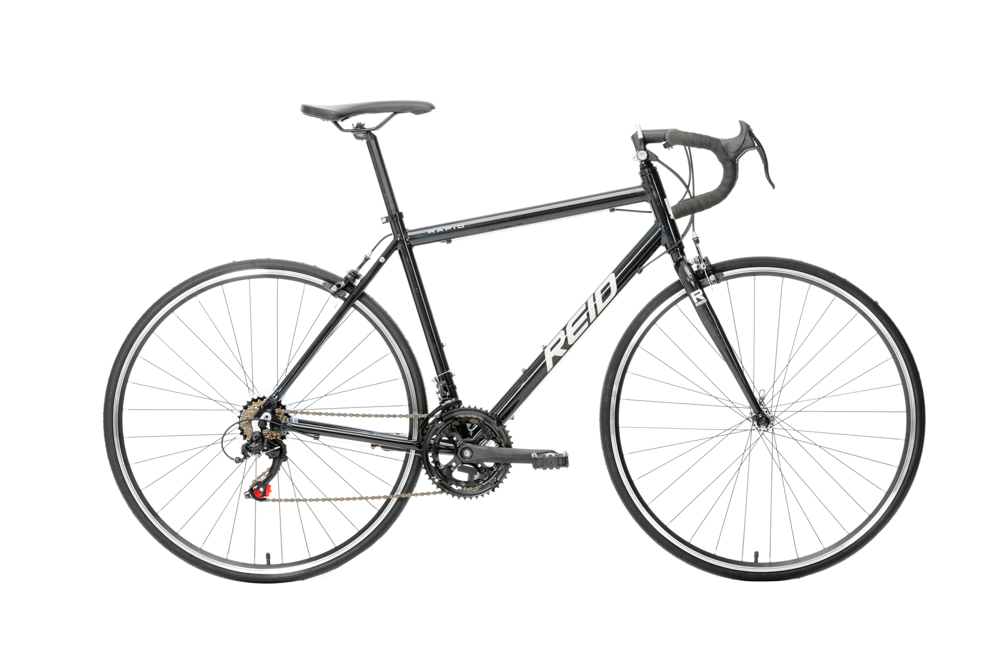 Rapid Dropbar Road Bike in black with Shimano 7-speed gearing from Reid Cycles Australia