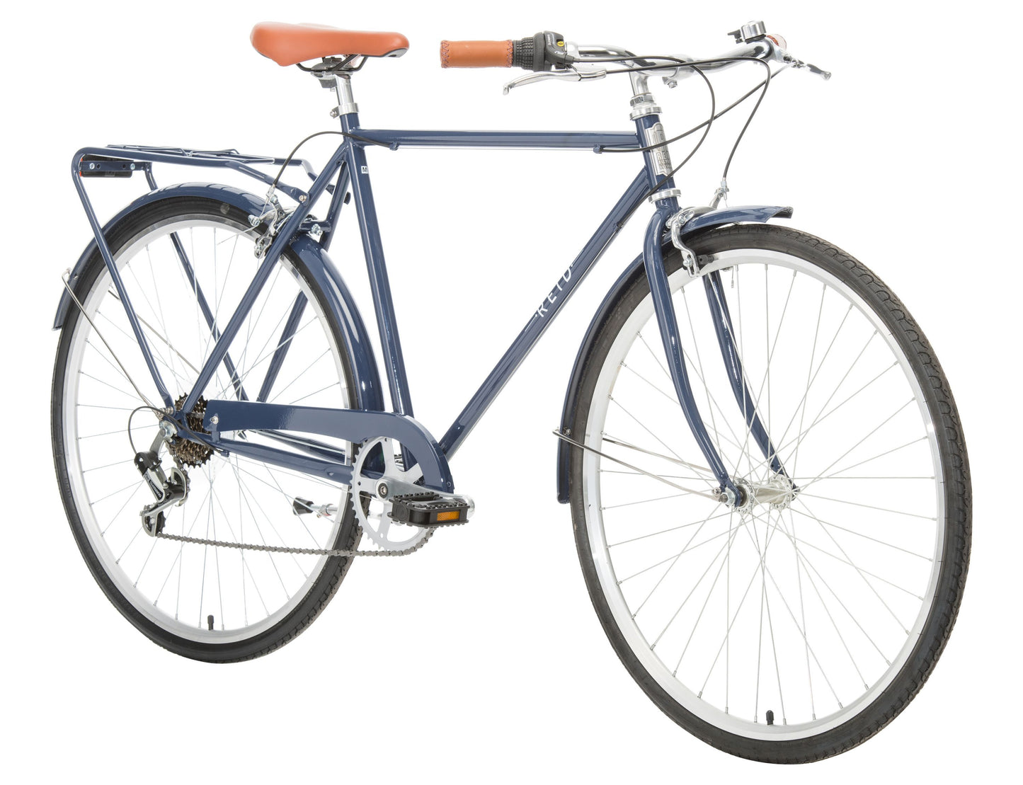 Roadster Vintage Bike in Navy on front angle from Reid Cycles Austalia 