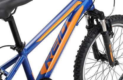 Scout 20" Kids Bike in Blue Orange showing MTB style bike frame from Reid Cycles Australia 