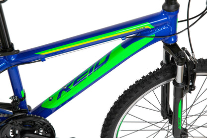 Scout 24" Kids Bike in Blue Green showing MTB style bike frame from Reid Cycles Australia 