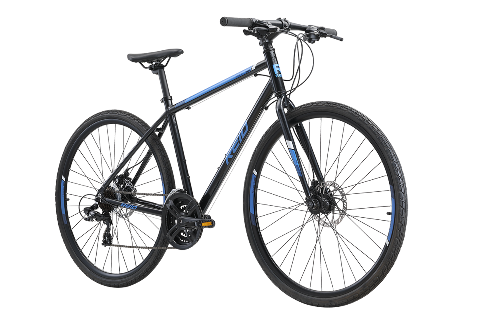 Transit Disc commuter bike in black on front angle from Reid Cycles Australia 