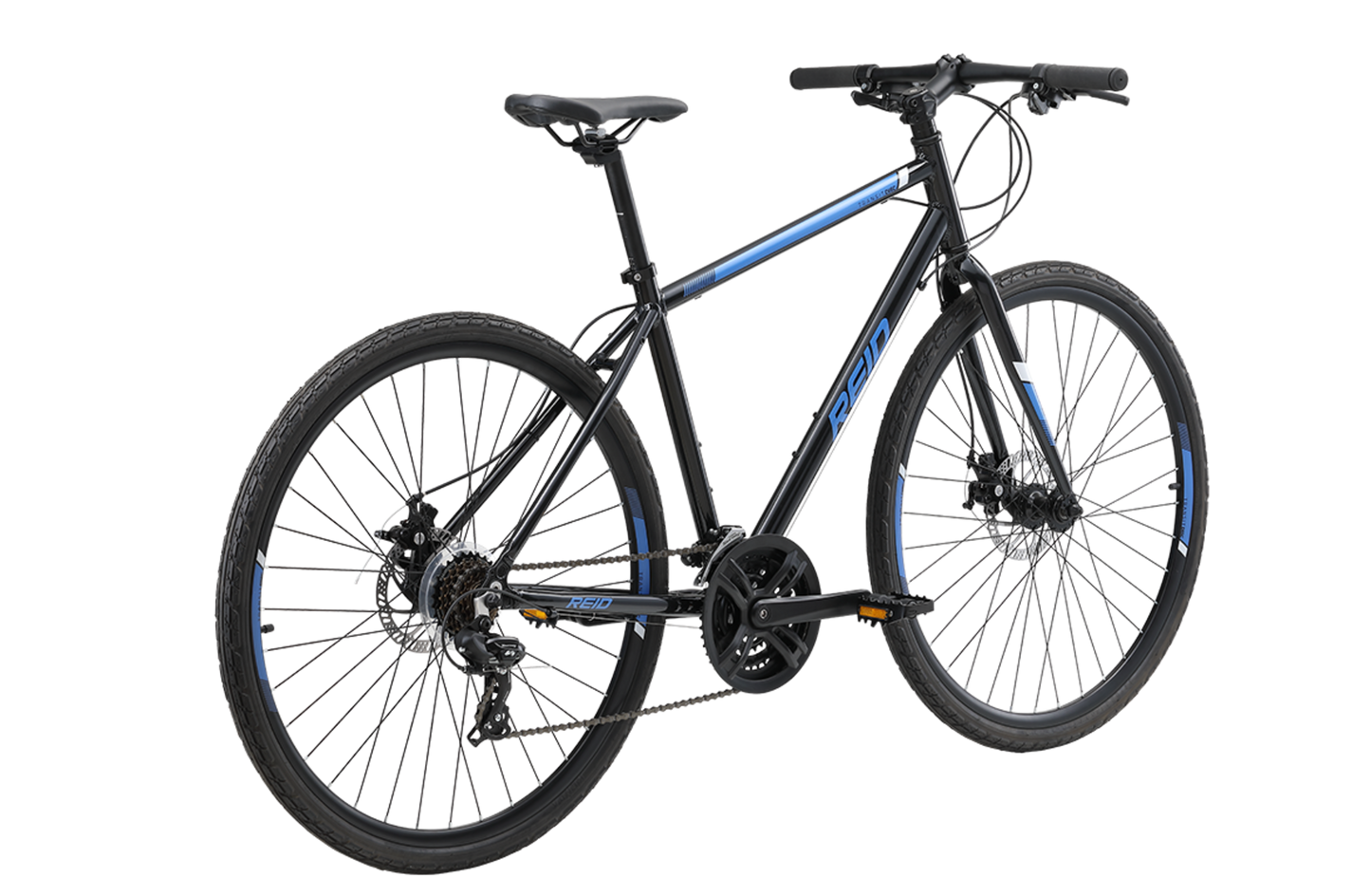 Transit Disc commuter bike in black on rear angle from Reid Cycles Australia 