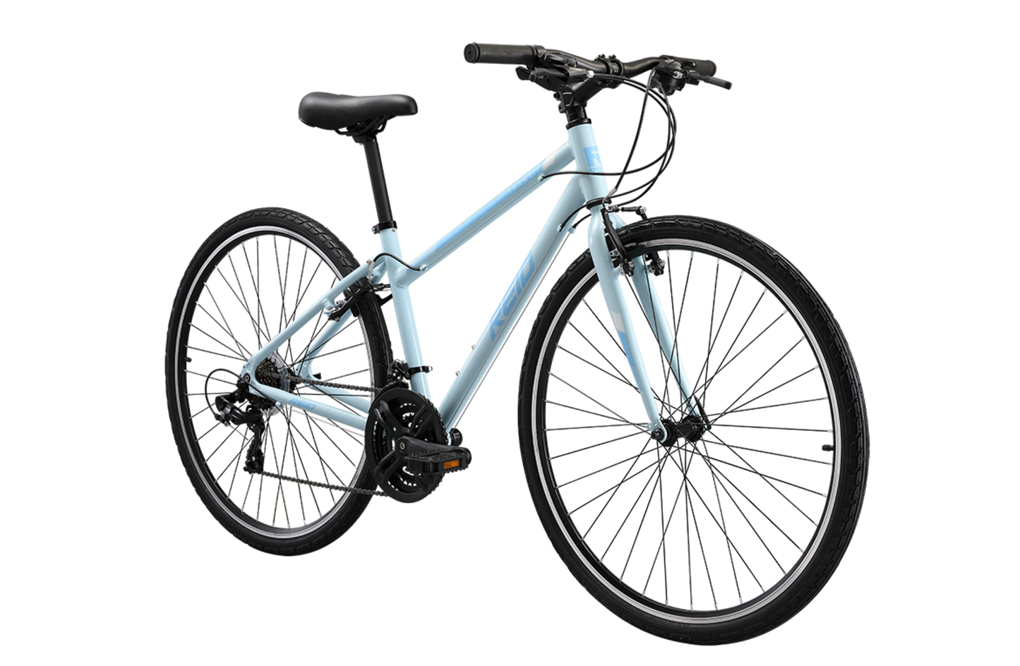 Transit WSD women's commuter bike in baby blue on front angle from Reid Cycles Australia 