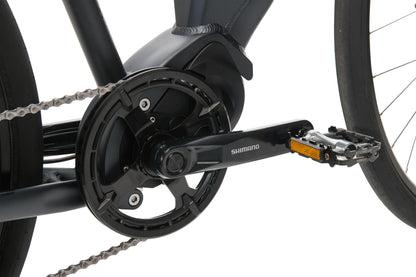Urban+ Electric Bike in Black showing drivetrain and pedal from Reid Cycles Australia 