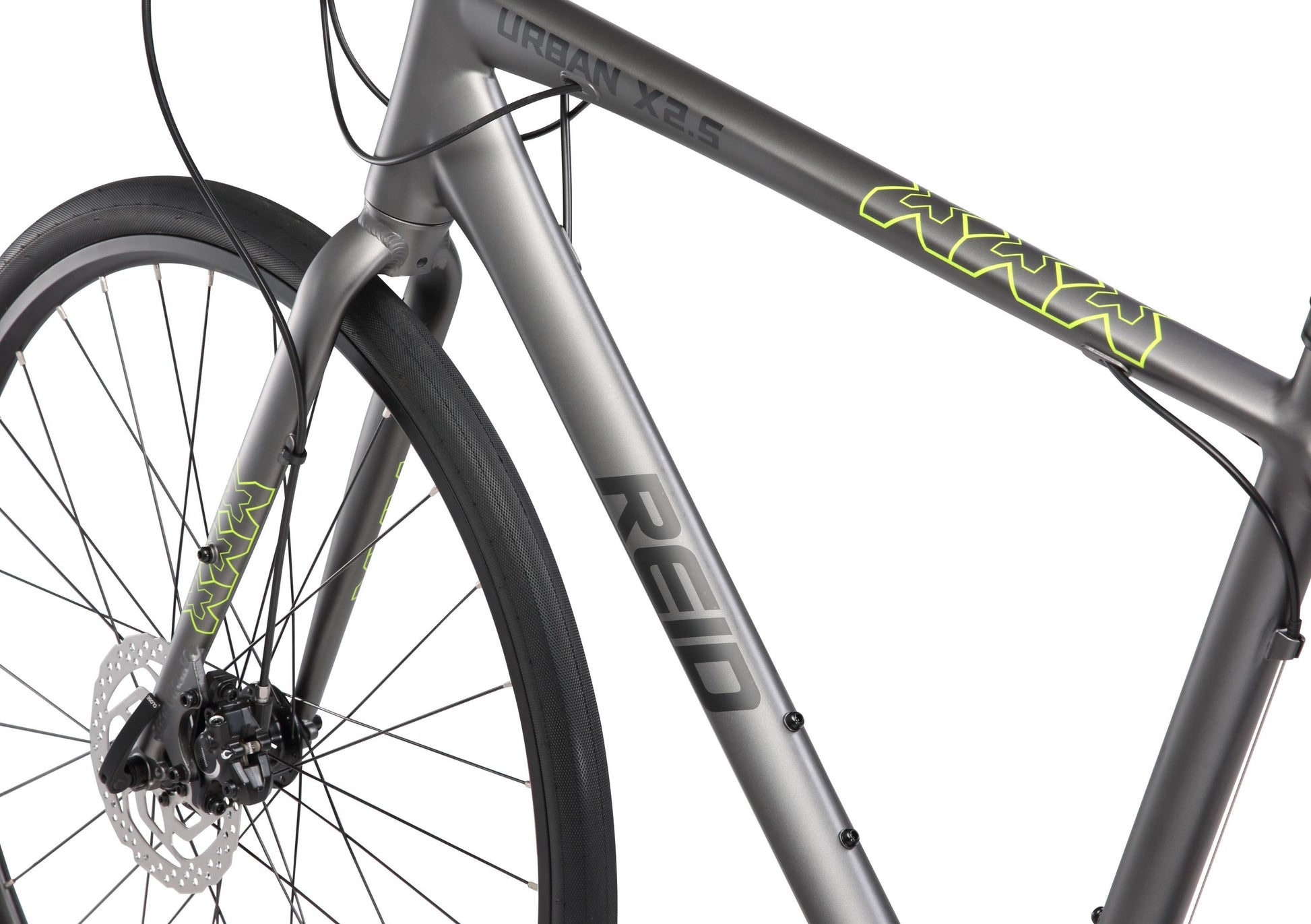 Urban X2.5 Hybrid Bike in charcoal showing hybrid bike frame geometry from Reid Cycles Australia 