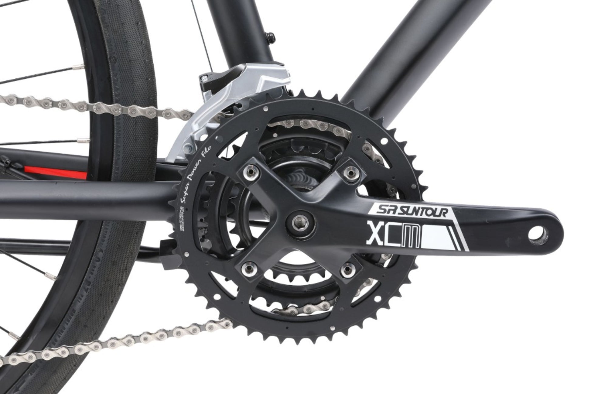 Urban X2 Hybrid Bike in Black showing drivetrain and pedal from Reid Cycles Australia