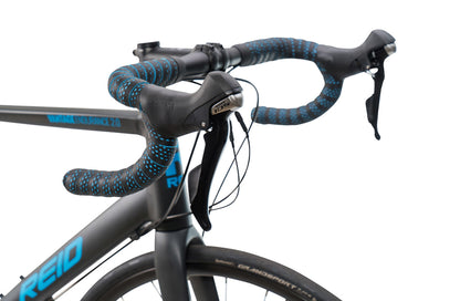 Vantage Endurance 2.0 Road Bike in Matte Black showing Zoom alloy dropbar handlebars from Reid Cycles Australia 