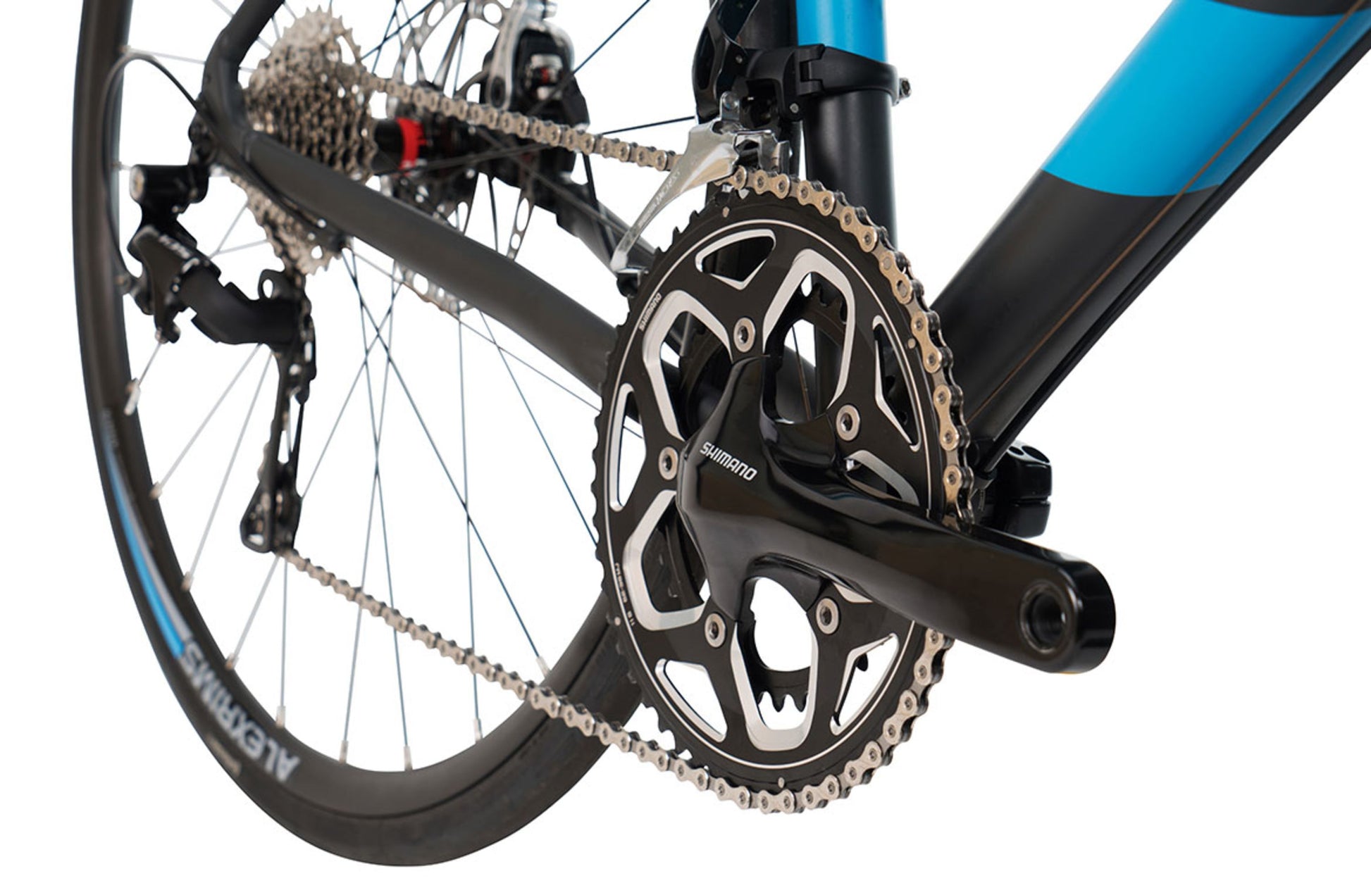 Vantage Endurance 2.0 Road Bike in Matte Black showing drivetrain and pedal from Reid Cycles Australia