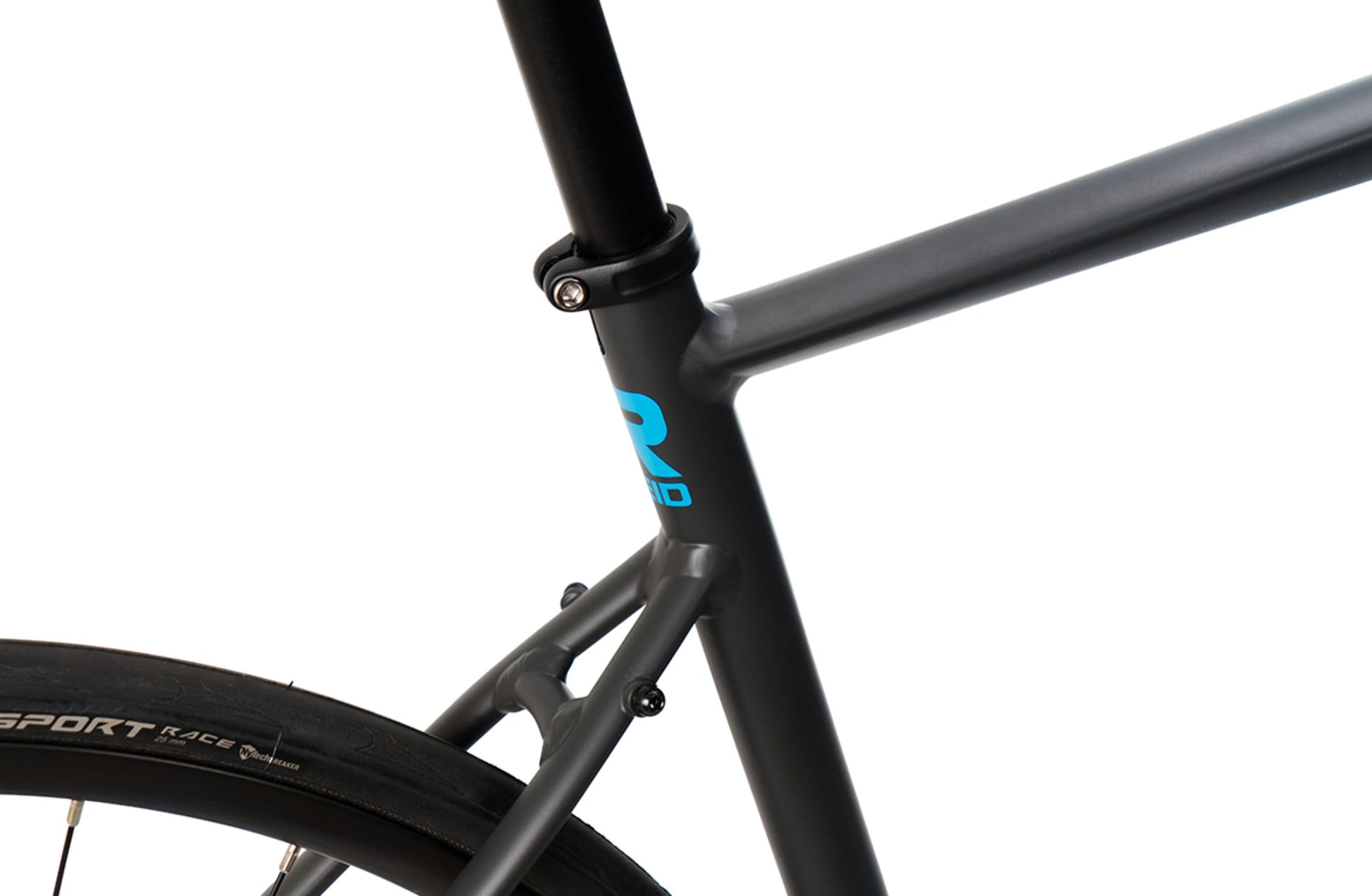 Vantage Endurance 2.0 Road Bike in Matte Black showing teal Reid Logo from Reid Cycles Australia
