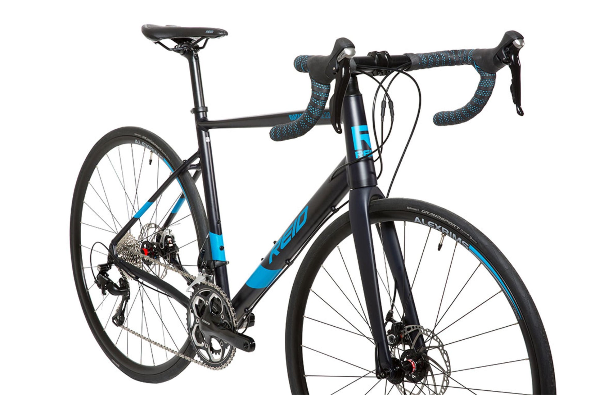 Vantage Endurance 2.0 Road Bike in Matte Black showing on front angle from Reid Cycles Australia