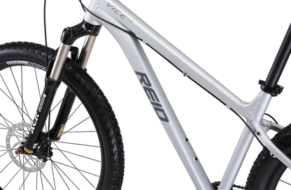 Vice 1.0 Mountain Bike in Grey showing MTB bike frame geometry from Reid Cycles Australia