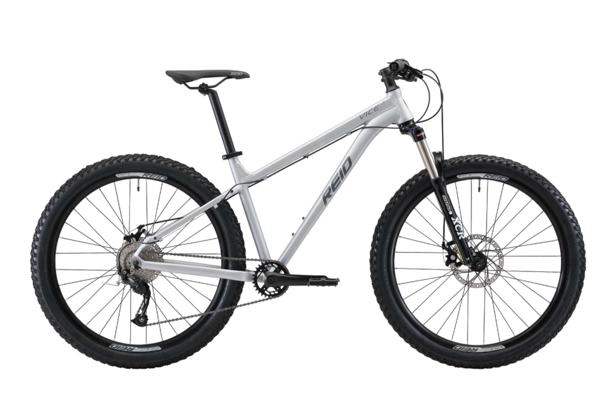 Vice 1.0 Mountain Bike in Grey with 9-speed gearing and 27.5 Plus tyres from Reid Cycles Australia 